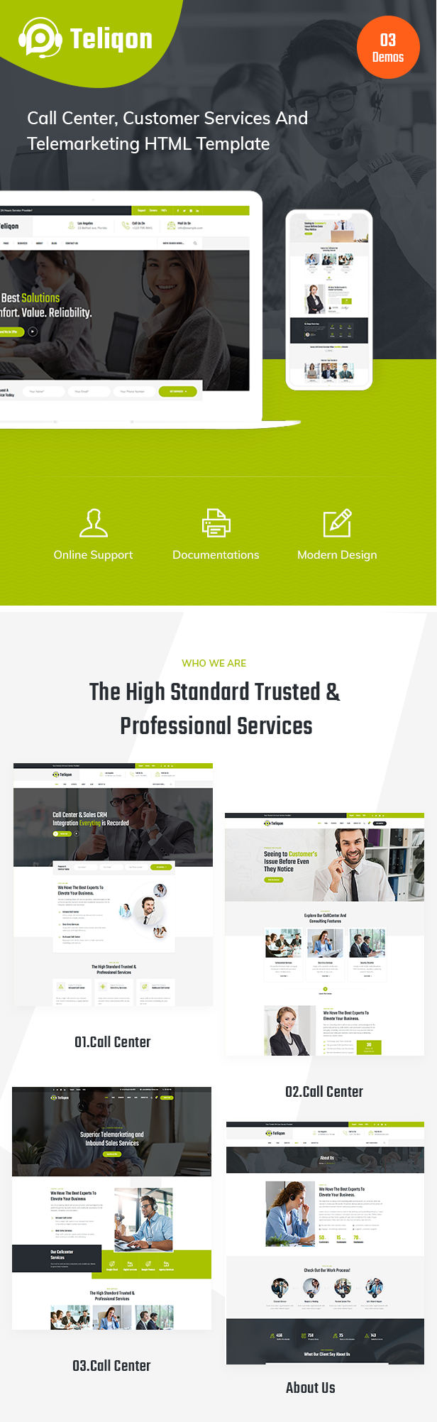 Teliqon - Call Center & Telemarketing HTML Template