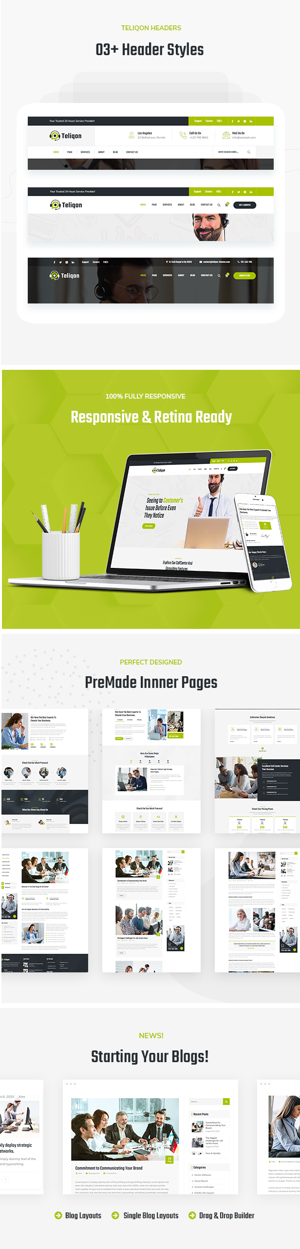 Teliqon - Call Center & Telemarketing HTML Template